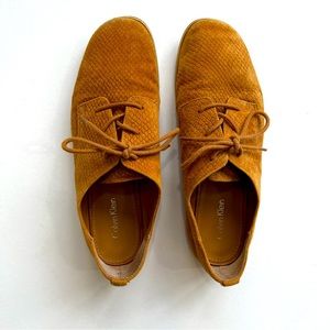 Calvin Klein Tan Suede Textured Loafers